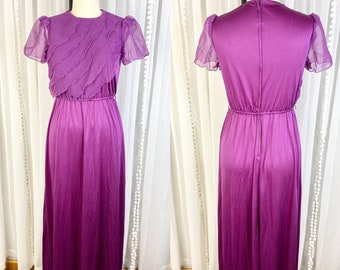 Vintage 1970s Purple Flowy Maxi Dress, Vintage Boho Maxi Dress, Vintage Prom Dress, Vintage Bridesmaid's Dress, Size Small