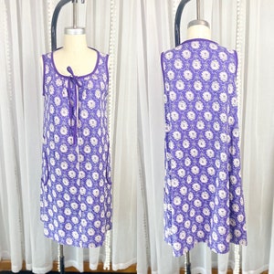 Vintage 1960s Purple Feedsack House Dress, Vintage Shift Dress, Vintage MuuMuu, Vintage Apron, Vintage Nightie, Vintage Duster