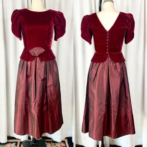 Vintage 1980s Lanz Originals Burgundy Prom Dress, Vintage 1980s Prom Dress, 80s Prom Dress, Vintage Formal Dress, Size 4