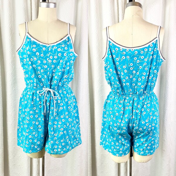 Vintage Y2K 1990s Bright Floral Knit Romper, Vintage Floral Romper, Vintage Knit Romper, Y2K Shorts Romper, New Old Stock, Size XL