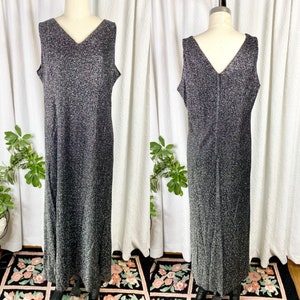 Vintage Black and Silver Lurex Maxi Dress, Vintage Black Dress, Plus Size Vintage Dress, Volup Black Dress, Vintage Lurex Dress, Size 22.5