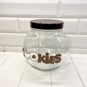 Vintage Glass Bowl Cookie Jar, Mid Century Modern, Fish Bowl Cookie Jar, Vintage Cookie Jar, Collectible Cookie Jar, Candy Dish