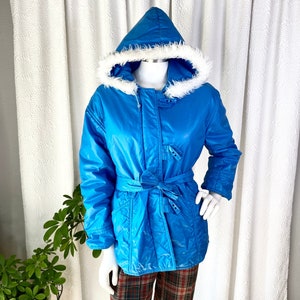 Vintage 1970s Chalet Bright Blue Puffer Jacket, Vintage Puffer Jacket, Vintage Ski Coat, Size Small