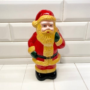 Vintage Hard Plastic Blow Mold Santa, Vintage Plastic Santa, Retro Santa, Retro Santa Blow Mold, Tabletop Blow Mold,  9&quot; Tall