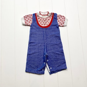 Vintage Healthtex Whale Romper Jon Jon, 1970s Healthtex, Vintage Shortalls, Vintage Romper, Vintage Jon Jon, 9 Month Romper