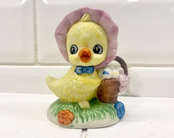 Vintage Frankel Yellow Easter Chick Figurine, Vintage Easter Decor, Vintage Ceramic Easter Chick, Kitschy Easter Decor, Anthropomorphic