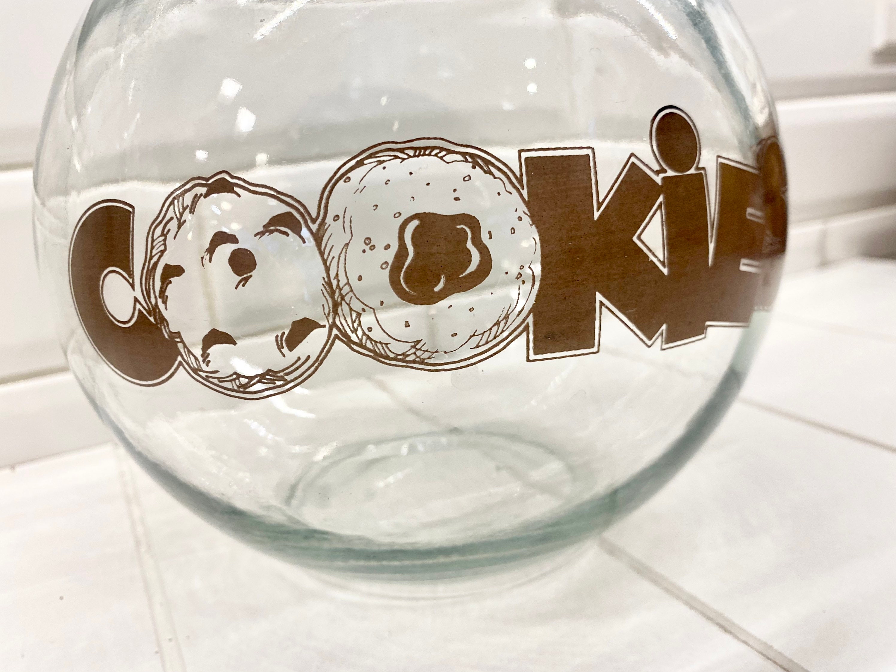 Vintage Glass Bowl Cookie Jar Mid Century Modern Fish Bowl Etsy