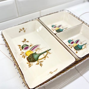 Vintage Lipper Mann Delad serveringsskål, Mid Century Modern köksinredning