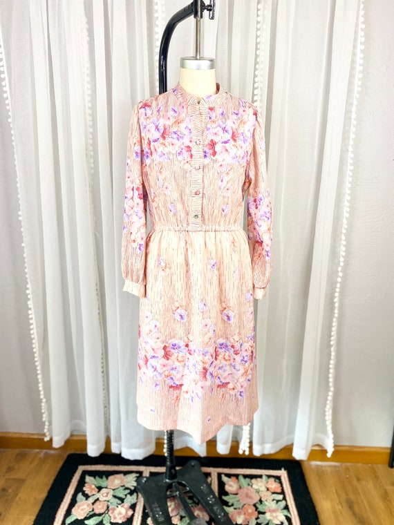 Vintage 1960s Princess Brand Pink Floral Day Dres… - image 2