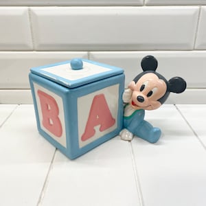 Vintage Baby Mickey Teleflora Ceramic Box, Vintage Disney Decor, Mickey Nursery Decor, Disney Nursery Decor, Baby Shower Gift