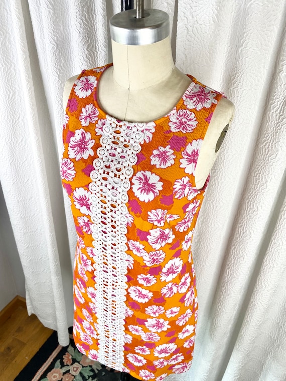 Vintage Y2K Orange Floral Mini Dress, Vintage Haw… - image 7