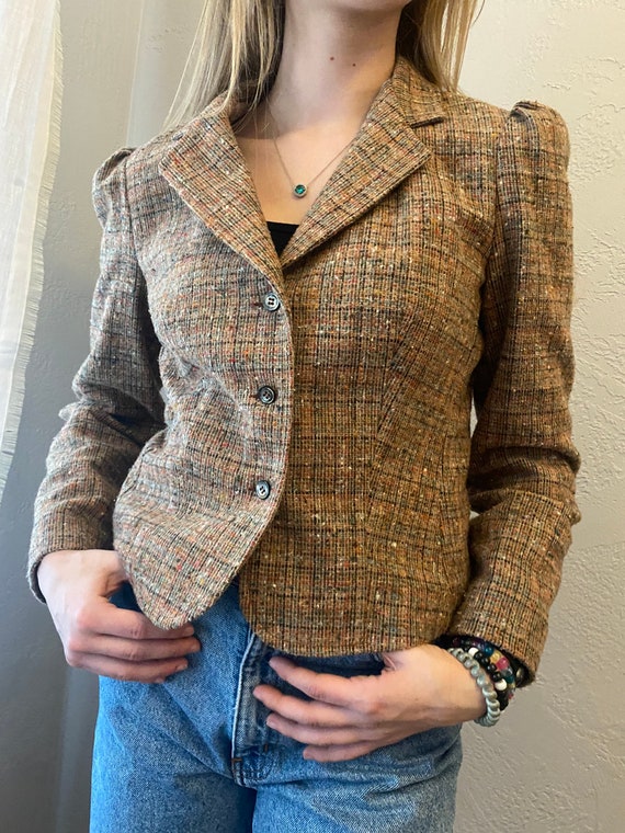 Vintage Plaid Tweed Wool Blazer, Vintage Wool Bla… - image 4