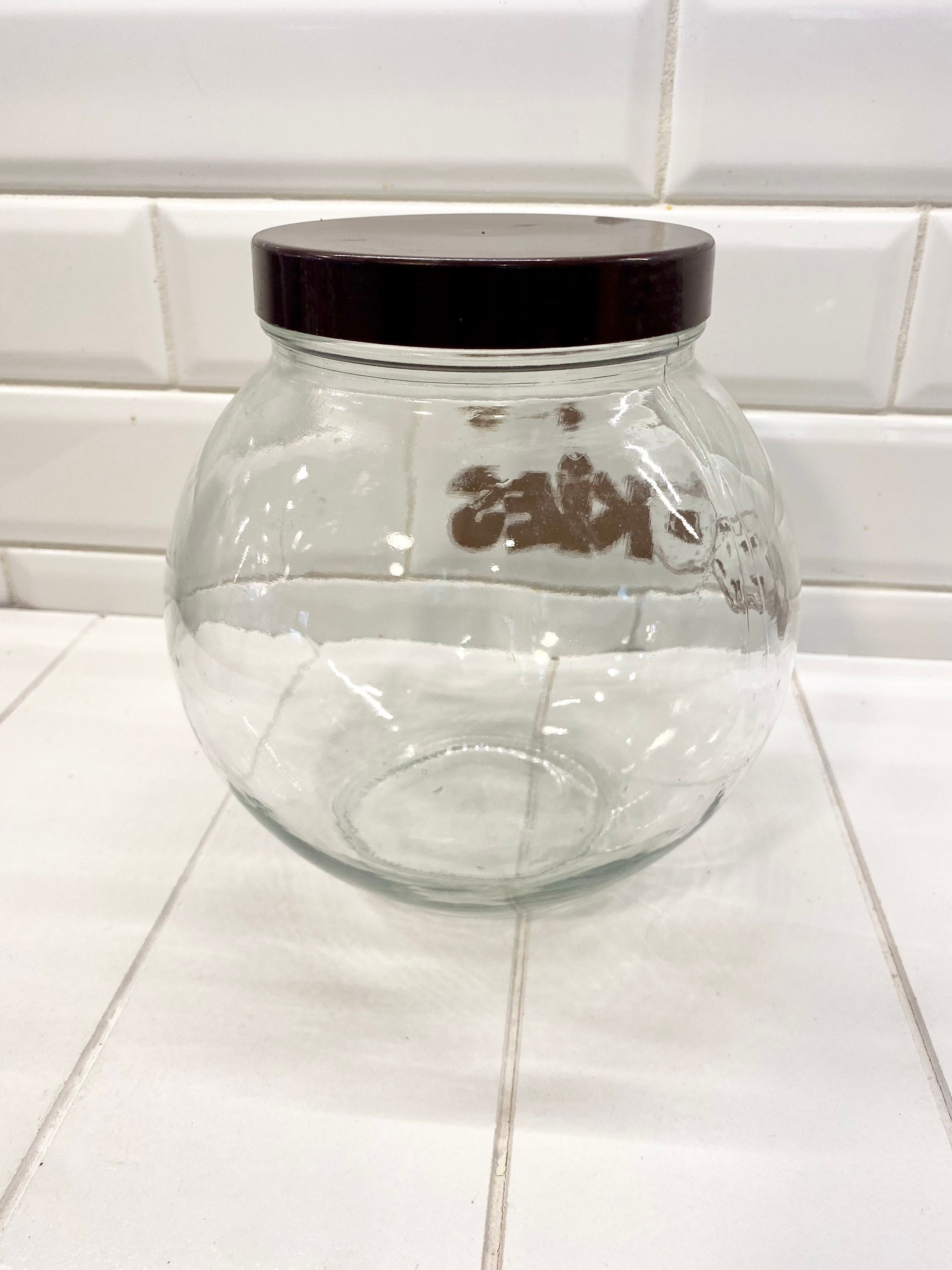 Vintage Glass Bowl Cookie Jar Mid Century Modern Fish Bowl Etsy