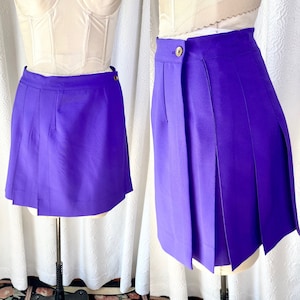 Vintage Amethyst Purple Cycle Boston Pleated Wrap Mini Skirt, Vintage Purple Mini Skirt, Pleated Mini Skirt, Tennis Mini Skirt, Size Medium