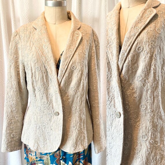 Vintage Coldwater Creek Eyelet Tapestry Blazer, Me