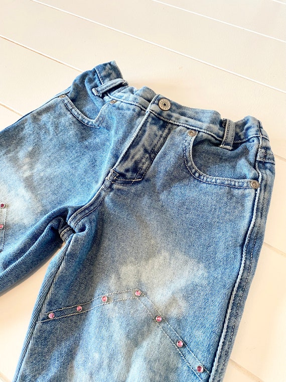 Vintage Y2K Revolt Flare Jeans with Pink Rhinesto… - image 8