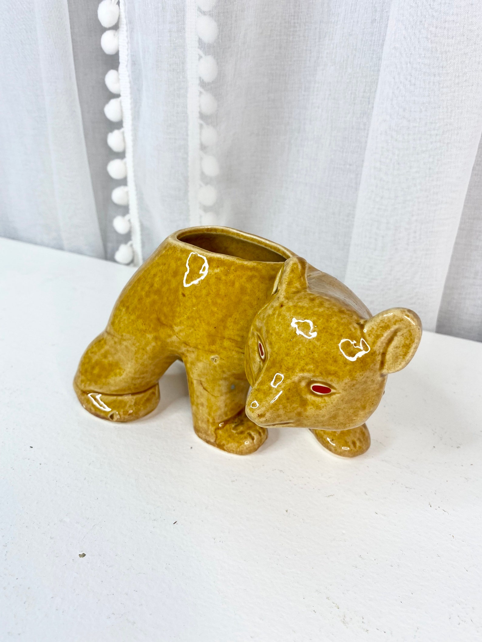 Vintage Yellow Bear Planter