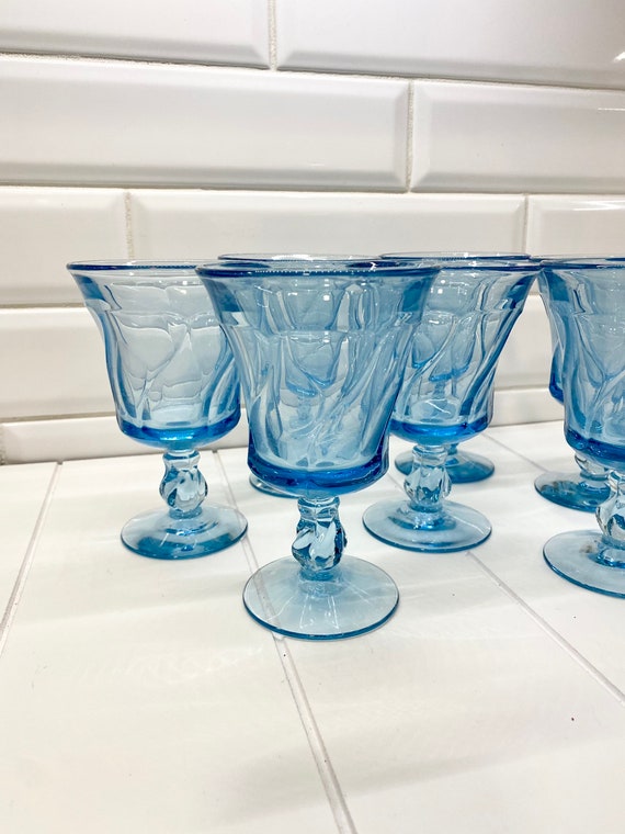 Vintage Fostoria Jamestown Light Blue Iced Tea Tumblers, Vintage