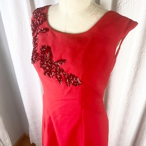 Vintage 1960s Red Beaded Evening Gown, Vintage Red Gown, Beaded Gown, Vintage Evening Gown, Mother of the Bride, Christmas Party image 6