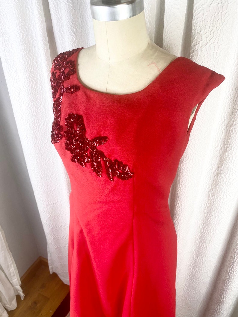 Vintage 1960s Red Beaded Evening Gown, Vintage Red Gown, Beaded Gown, Vintage Evening Gown, Mother of the Bride, Christmas Party image 6