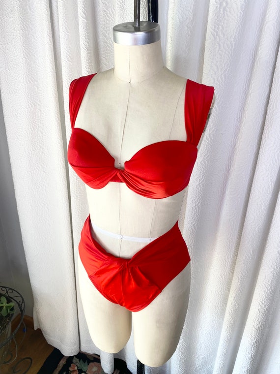 Vintage Red Miraclesuit Two Piece Swimsuit, Vinta… - image 5