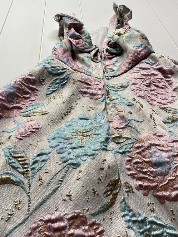 Vintage Pastel Brocade Dress, Vintage Floral Broc… - image 10