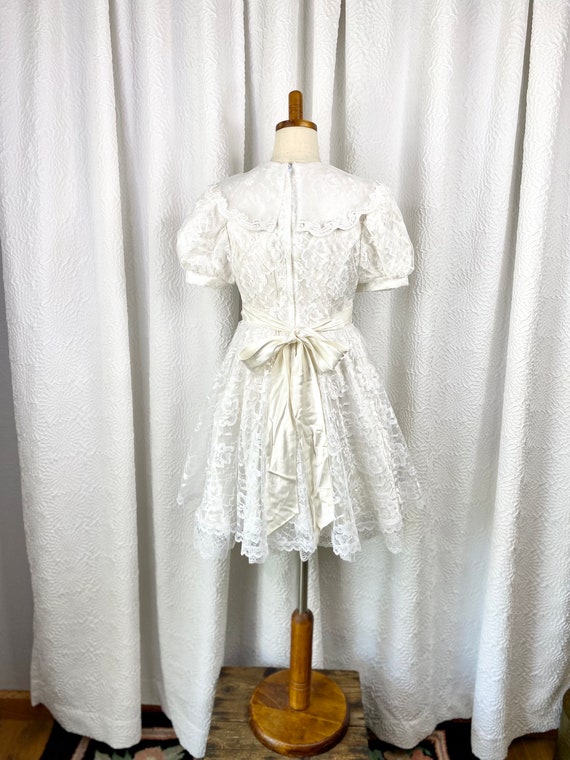 Vintage Jessica McClintock Girls White Lace Dress… - image 7