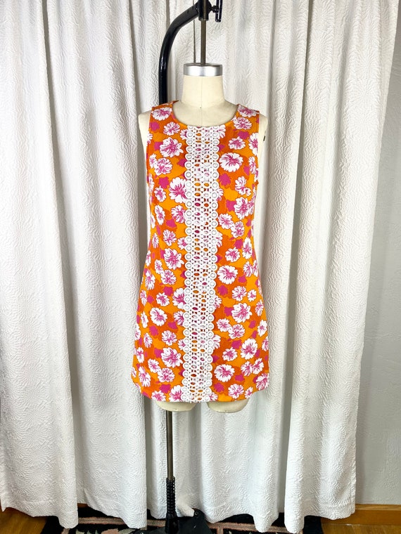 Vintage Y2K Orange Floral Mini Dress, Vintage Haw… - image 2