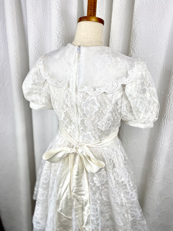 Vintage Jessica McClintock Girls White Lace Dress… - image 8