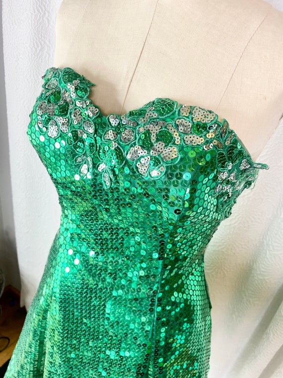 Vintage Amore Iridescent Emerald Green Sequin Min… - image 7