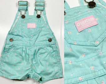 Vintage Oshkosh BGosh Floral Shortalls, Floral Oshkosh, Oshkosh Jumper, Vintage Overalls, Oshkosh Dungarees, Made in USA, Size 3-6 Months