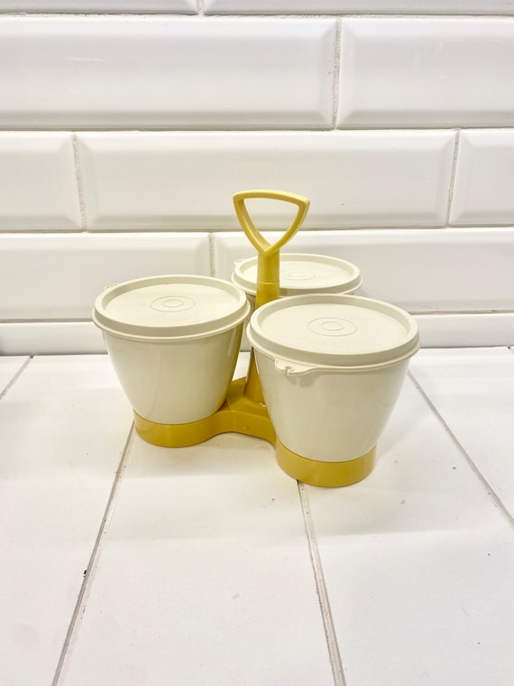 Vintage Yellow Tupperware Condiment Set, Vintage Tupperware Picnic