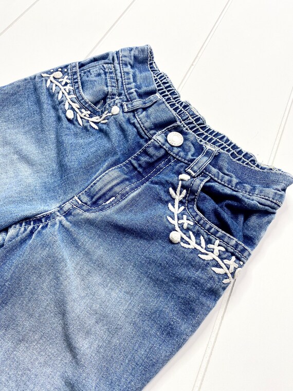 Vintage Flare Jeans with Lace Embroidery, Vintage… - image 3