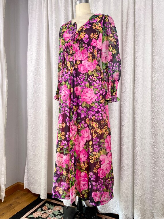 Vintage 1970s Montgomery Ward Floral Maxi Dress, … - image 2