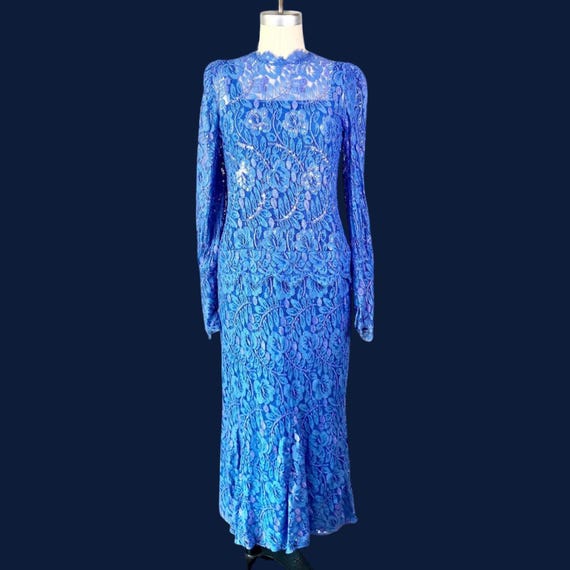 bernadette blue dress Bernadette Blue Lace Cut Off Midi Dress – Virgo Boutique
