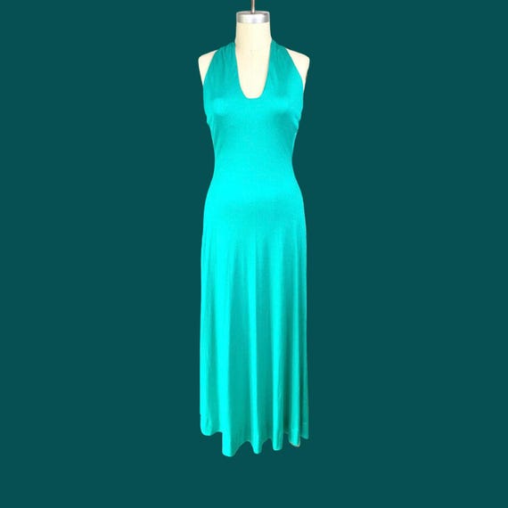 high roller flower decoration halter dress Blue