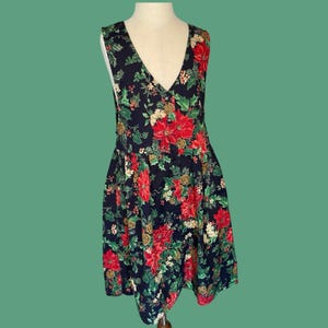 Robe de Noël vintage à poinsettias, taille enfant 6, robe en coton des années 90