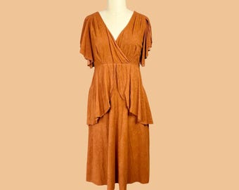 Vintage Western Microsuede Boho Hippie Festival Dress, Size Medium