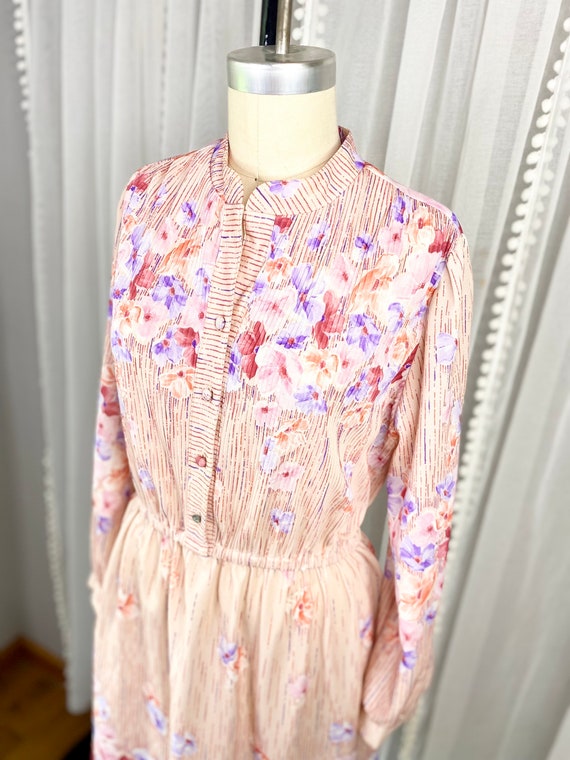 Vintage 1960s Princess Brand Pink Floral Day Dres… - image 5