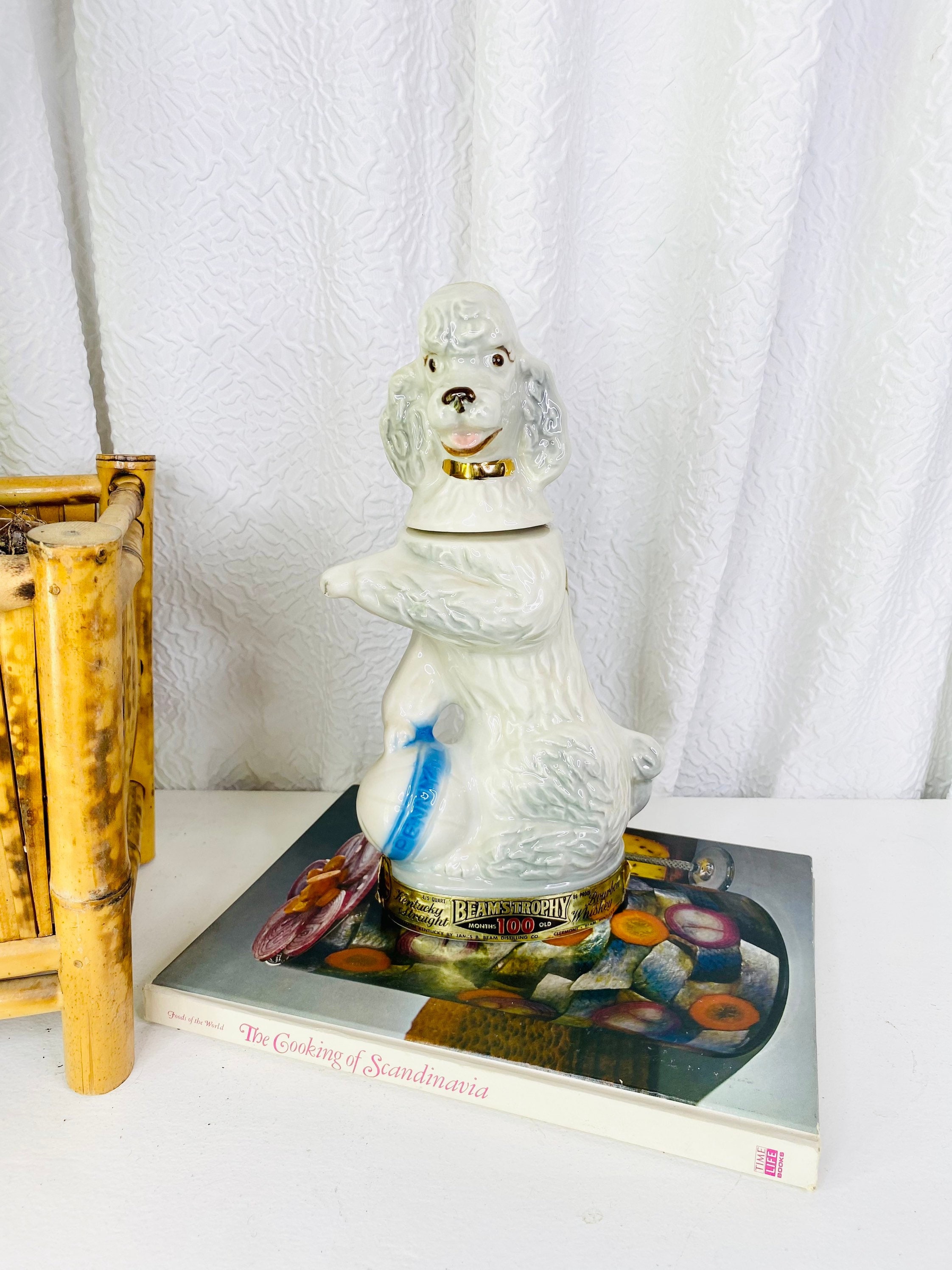 Vintage Penny Poodle Ceramic Jim Beam Decanter, Vintage Dog