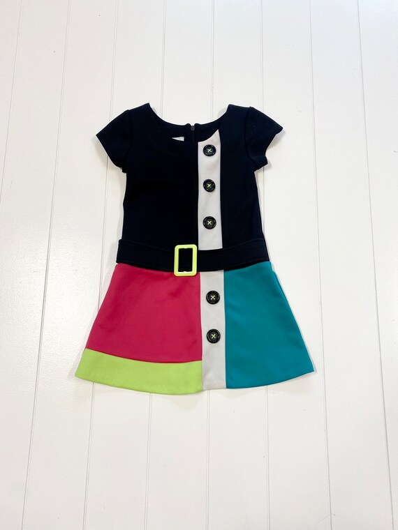 Vintage Bonnie Jean Mod Style Color Block Dress, … - image 1