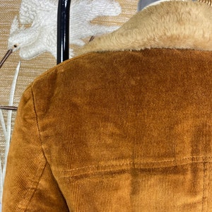 Vintage Penny Lane Style Corduroy Coat with Fur Trim and Lining, Fur Collar Coat, Vintage Penny Lane Coat, Size Large image 9