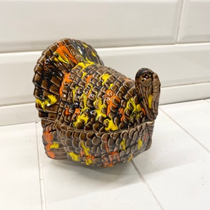 Prato de peru de ação de graças vintage, decoração de outono vintage, decoração de ação de graças vintage, prato de doces de peru, prato de doces de ação de graças