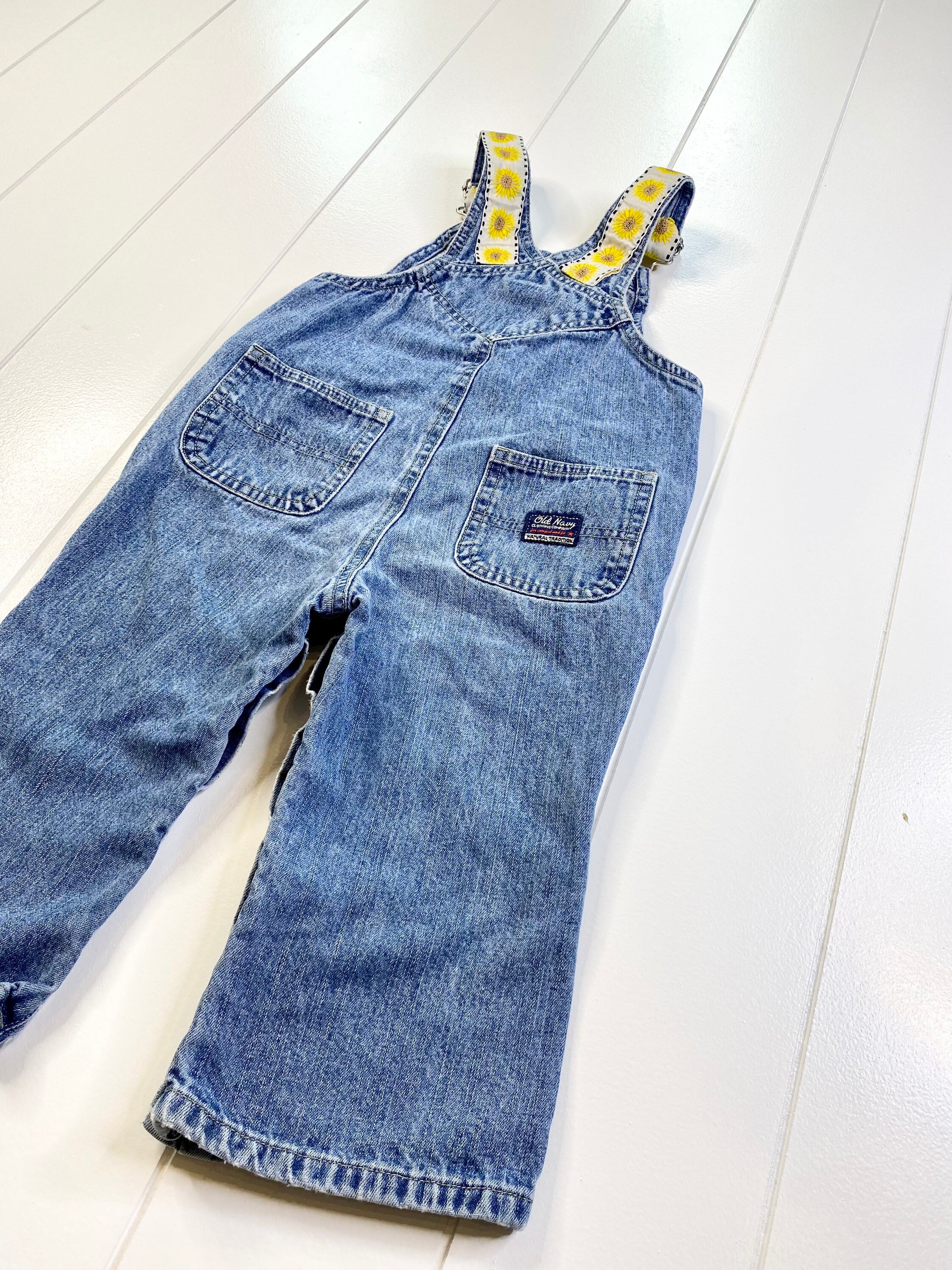 Vintage Y2K Old Navy Sunflower Denim Overalls, 24 Months - Etsy display picture 1