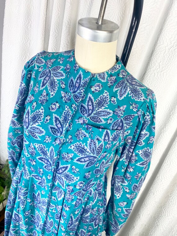 Vintage Laura Ashley Teal and Purple Paisley Cord… - image 4