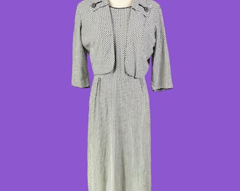 Sukienka w stylu vintage z lat 50. w pepitkę z bolerkiem, w stylu rockabilly, rozmiar M
