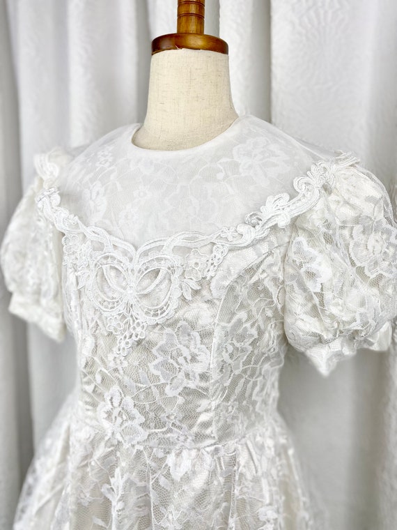 Vintage Jessica McClintock Girls White Lace Dress… - image 4