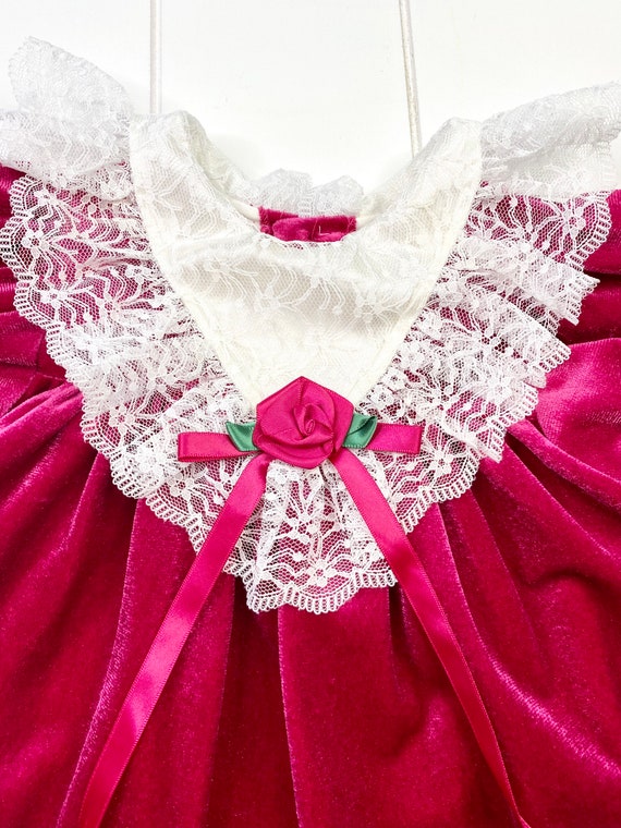 Vintage Chantilly Place Hot Pink Velvet and Lace … - image 6