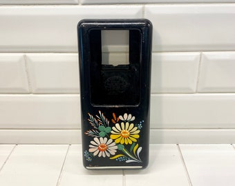 Vintage Black Floral Ransburg Tin Tissue Box, Vintage Ransburg Decor, Vintage Bathroom Decor, Black Ransburg, Metal Tissue Box