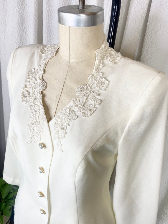 Vintage Off White Cache Skirt Suit, Vintage Weddi… - image 7